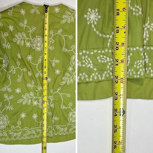 Coldwater Creek Blazer Jacket Green White Floral Embroidery Size 10 - Picture 6 of 17